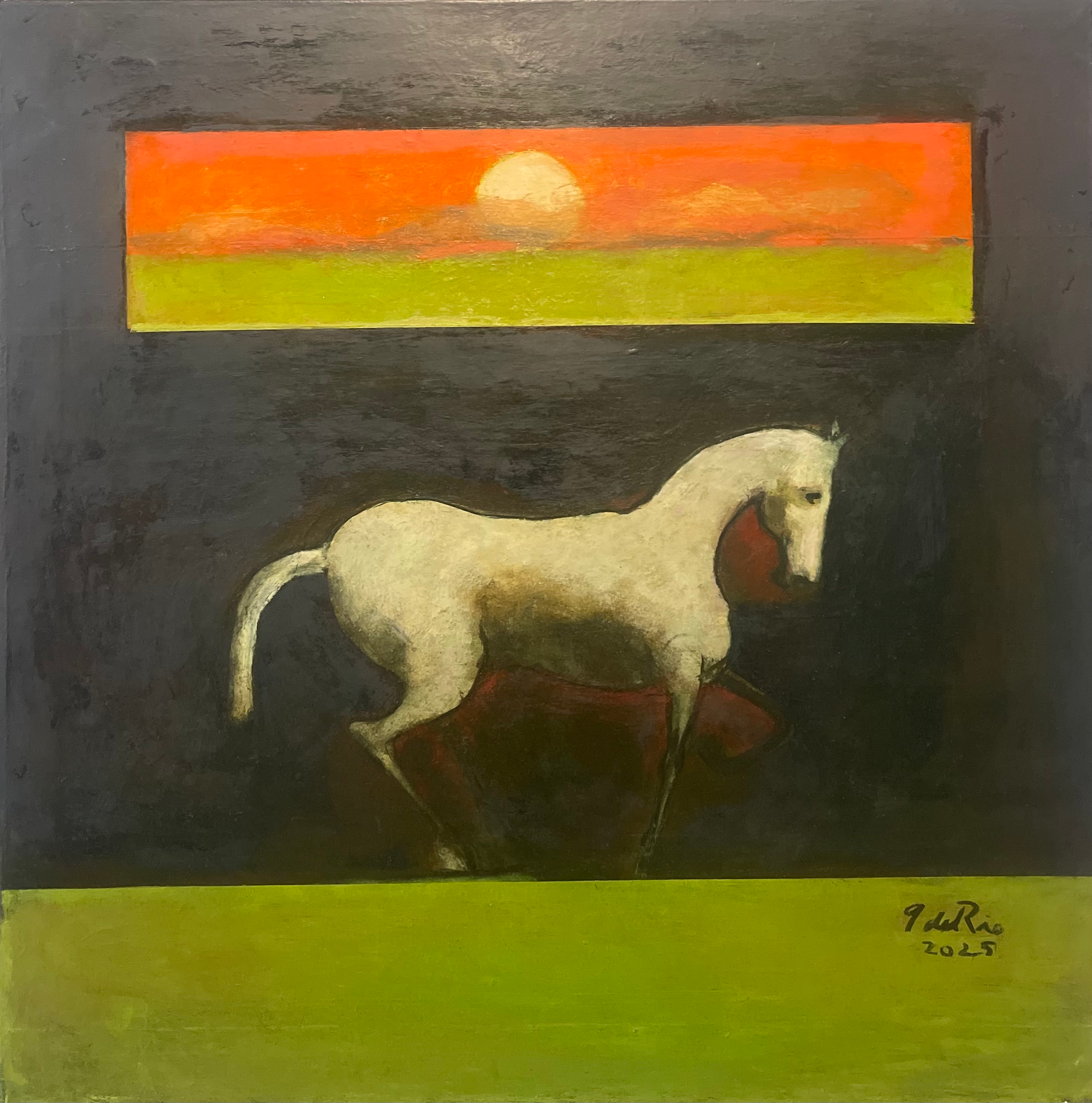 Caballo Blanco y Paisaje de Verano